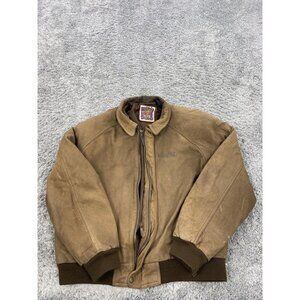 Vtg Planet Mars Leather Jacket Adults Medium Snickers Embroidered Bomber Coat